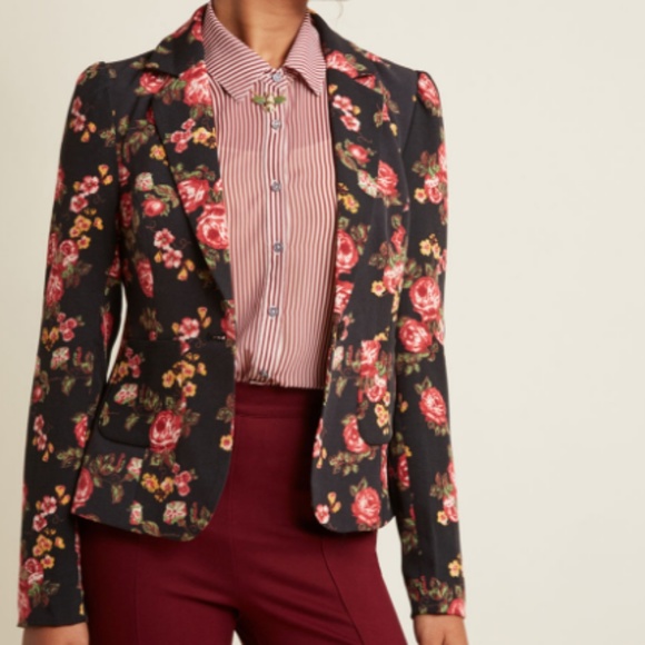 Modcloth Jackets & Blazers - ModCloth Stargazing Splendor Blazer Black Floral M